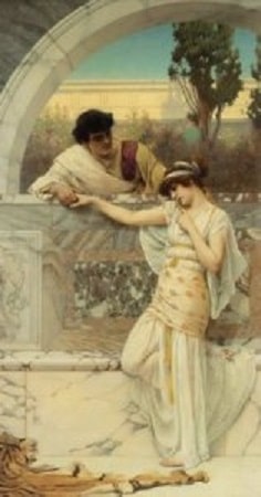 Dipinto di Godward raffigurante Catullo e Lesbia